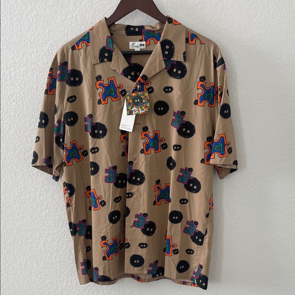 NWT Uniqlo Studio Ghiblu Hey Let’s Go Button Up Shirt - L